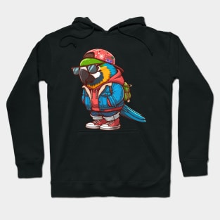 Cool macaw parrot with red hat Hoodie